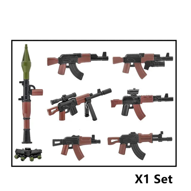 WW2 German Weapon Building Block 98K Two-color Gun US M1911 Soviet RPG Military Soldier Figure Accessories Rifle Pistol Toy C349
