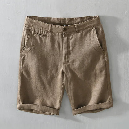 Summer New 100% Linen Casual Shorts Men Clothing Slim Solid Color Streetwear Pants Oversize B8216