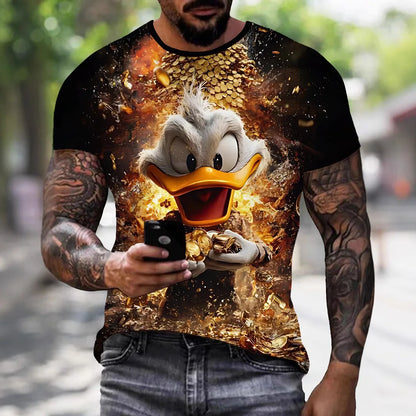 mens summer clothing with 3D printed cartoon duck graphic t shirts round neck short sleeved tees new tops funny t shirt for men