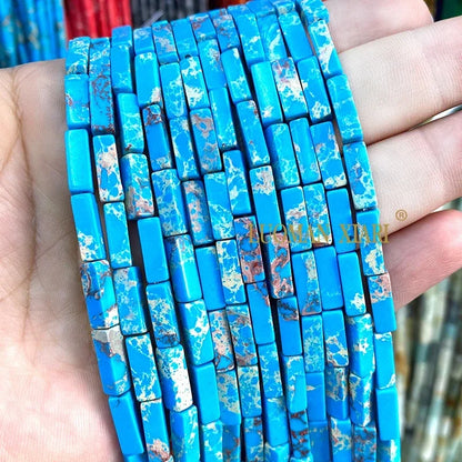 4x13mm Square Natural Stone Light Lavender Chalcedony Loose Spacer Beads for Jewelry Making Diy Bracelet Charms Accessories