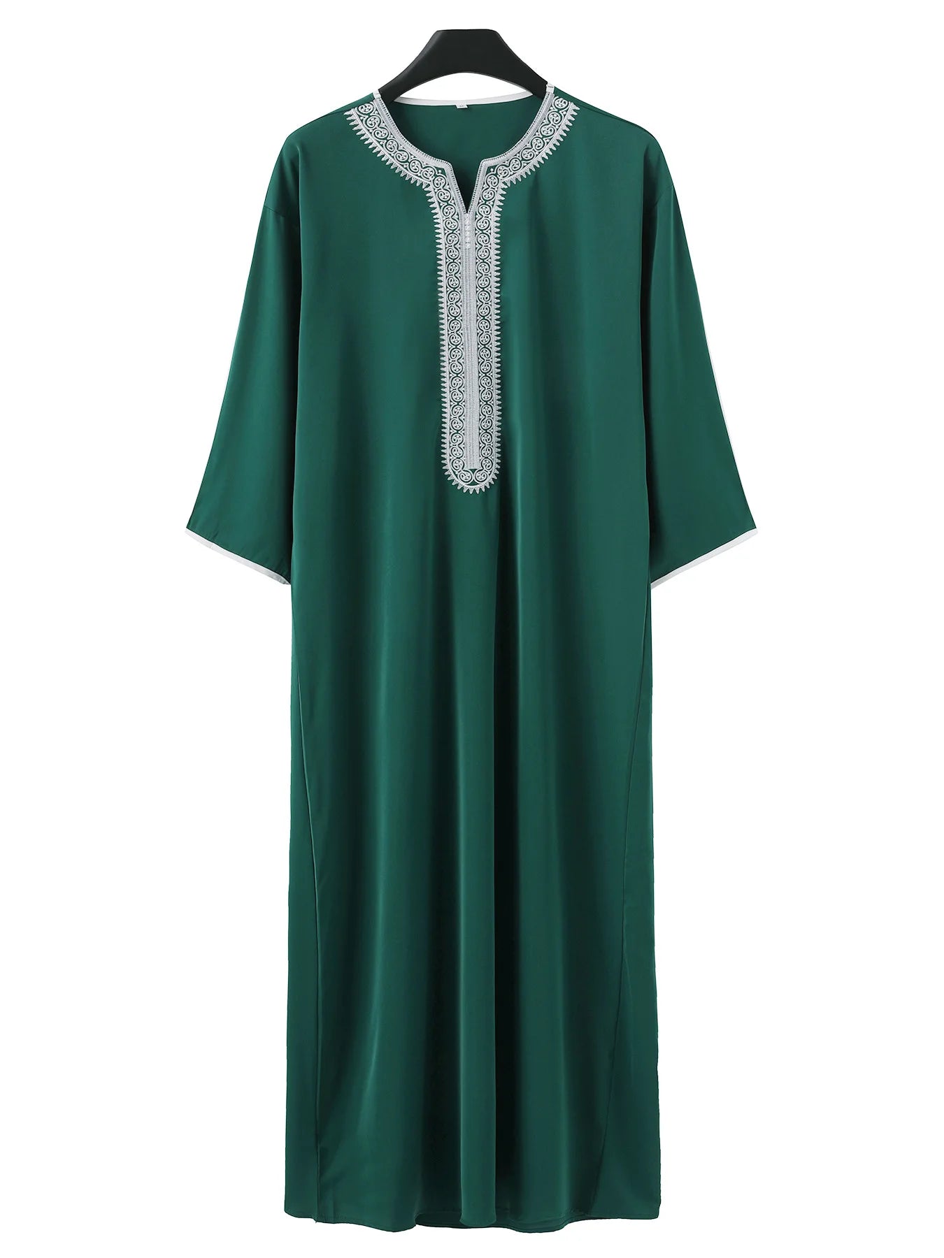Fashion Islam Men Clothing Moroccan Kaftan Red Embroidered Loose and Breathable Djellaba Abaya Jubba Thobe for Male Muslim Robes