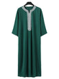 Fashion Islam Men Clothing Moroccan Kaftan Red Embroidered Loose and Breathable Djellaba Abaya Jubba Thobe for Male Muslim Robes