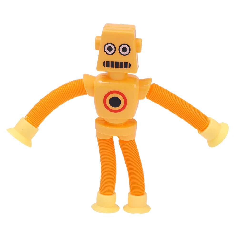 Variable Fun Cartoon Robot Telescopic Tube Toys Kids Puzzle Stretch Suction Cup Robot Toy DIY Telescopic Stress Relief Toys