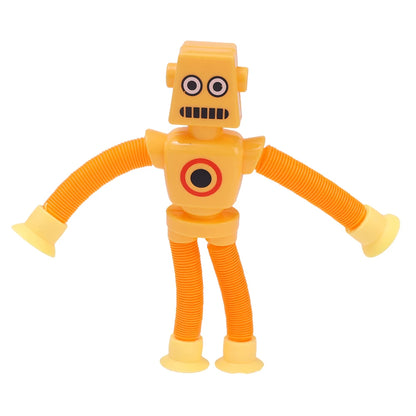 Variable Fun Cartoon Robot Telescopic Tube Toys Kids Puzzle Stretch Suction Cup Robot Toy DIY Telescopic Stress Relief Toys