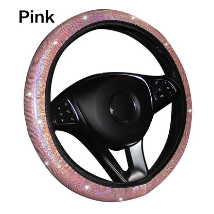 Rhinestone Crystal Car Steering Wheel Cover, PU Leather, Fits Car Accessories and Car Styling, Enhances Luxury and Comfort