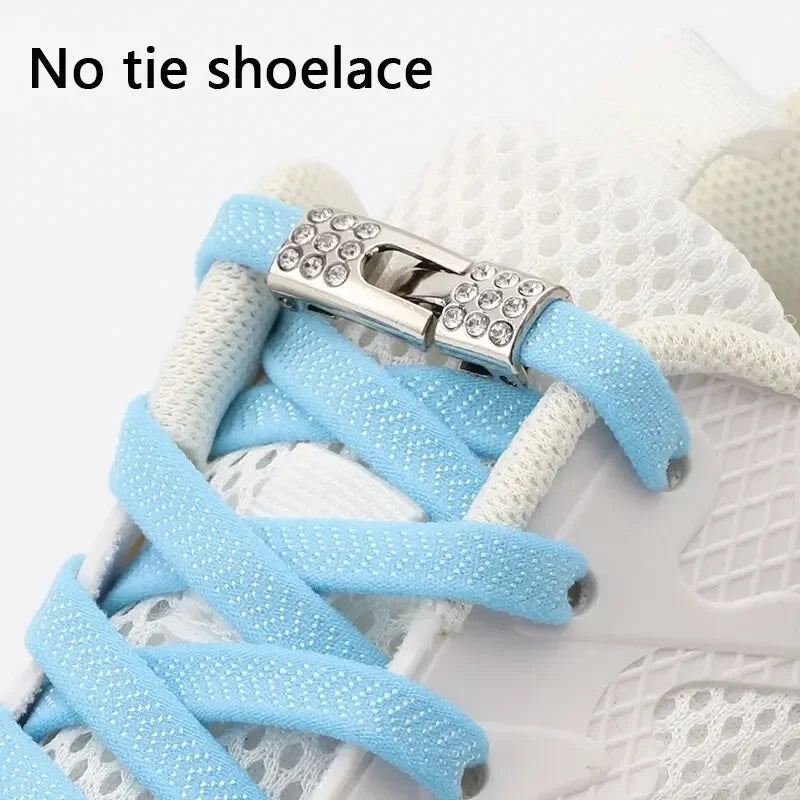 Elastic Laces Sneakers Diamond Cross Locks Shoelaces Without Ties Kids Adult 8MM Width No Tie Shoe Laces Rubber Bands Shoelace