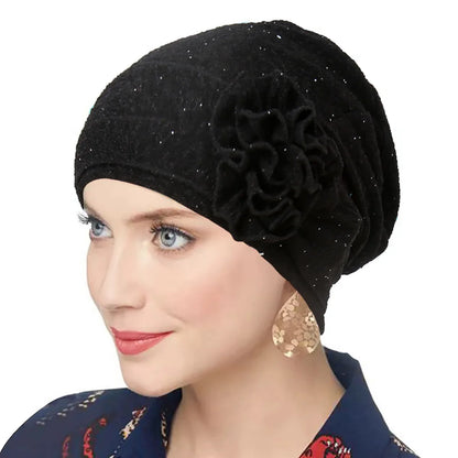 New Women Gold Silver Turban Hats Chemo Bandana Hijab Pleated Indian Cap Turbante Hat Ladies Hair Loss Headscarf Muslim Headwear