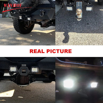 2pcs 4Inch 60W LED Light Bar with Tow Hitch Mounting Brackets Super Bright Car 4x4 Spotlights LED WorK Light for Trucks Offroad