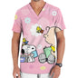 Hospital Nurse Uniforms Women Medical Uniform Print Scrub Top Snoopy Dental Clinic Work Clothes Mens Scrubs Short Sleeved Jacket