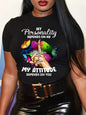 Butterfly and Lip Printed Plus Size T-Shirt Women Short Sleeved Round Neck Casual Top Fashionable Street Original Style Tops