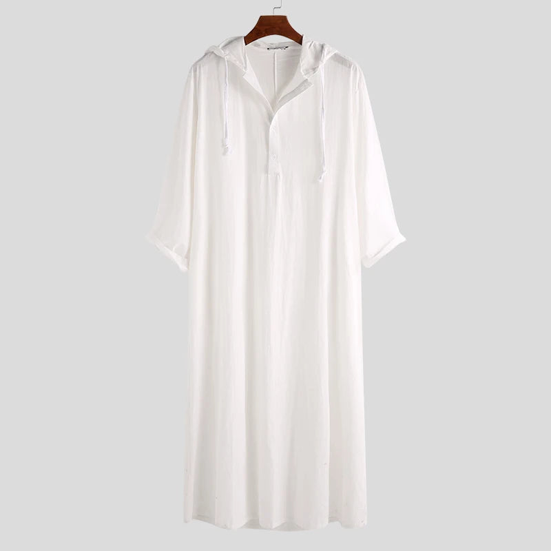 INCERUN Islamic Jubba Thobe Long Sleeve Robe Shirts Hoodies Saudi Arab Kaftan Long Jubba Thobe Hombre Muslim Men Abaya Clothing