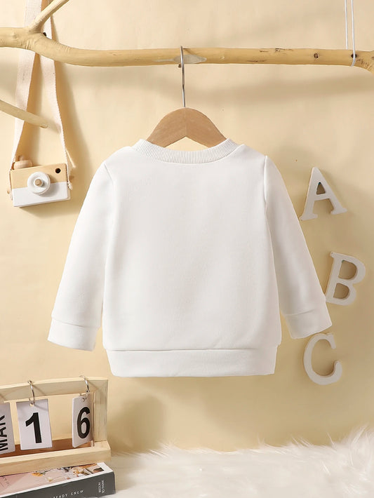 Spring And Autumn Girls  And Boys  Sweater Round Neck Long Sleeve Cartoon Bamboo Letter Top Loose And Warm