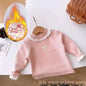 Toddler Baby Girl Velvet Warm Tops Children Turtleneck Butterfly Sweater Shirts 1-13Years Children Base Tops in Pink Beige 6 8 9