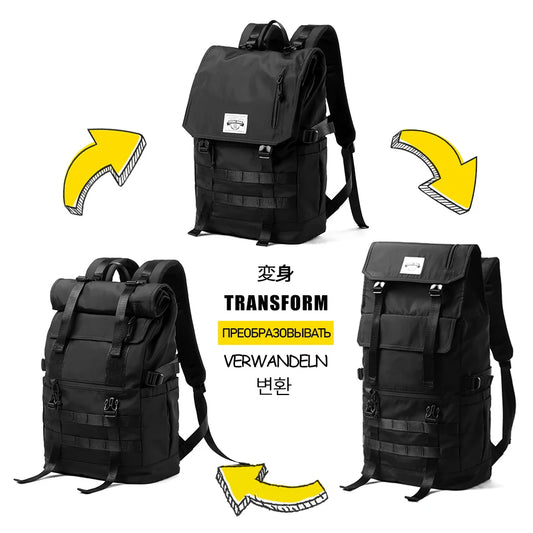 MOYYI 3 in 1Expandable Laptop Backpack Men Women Large Roll Top Travel Ruckpack Waterproof Outdoor Sport Flip Hiking Knapsack