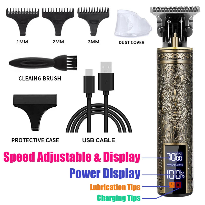 T9 Electric Hair Clippers Vintage Hair Trimmer Barber Hair Cutting Machine Mens Gifts Beard Shavers Shaving Machine