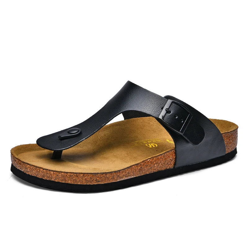 Summer Men Women Clogs Cork Slippers Slide Sandals Microfiber Leather Casual Slip On Sandal Beach Shoes Big Size 48 49