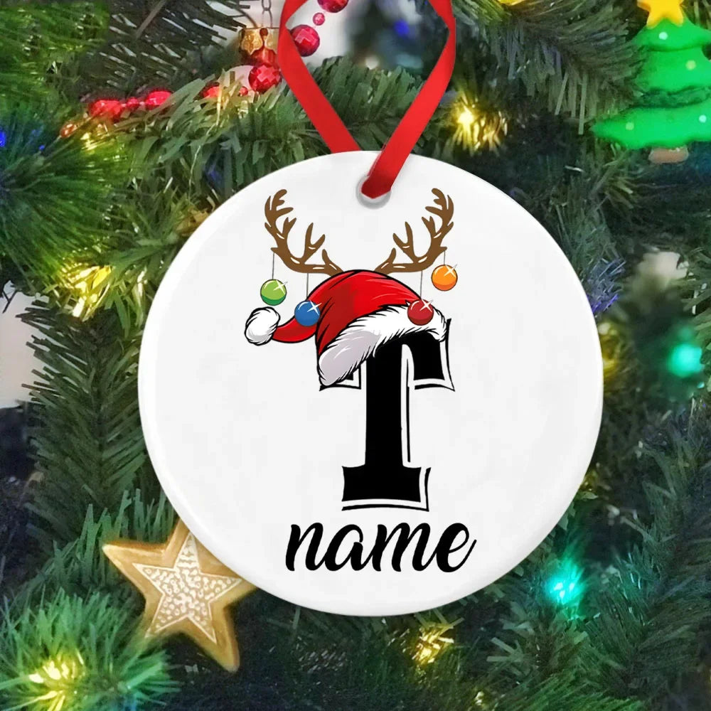 Personalized Christmas Ornament Custom Name Photo Prop Pendant Xmas Party Photography Accessories Ornament Xmas Keepsake Gift