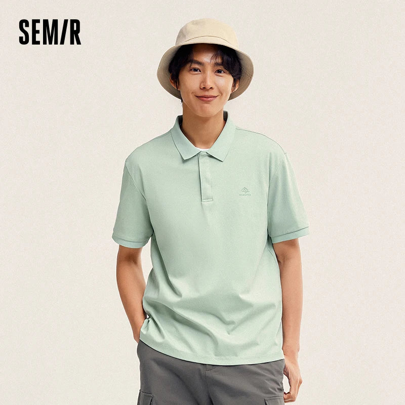 Semir Polo Shirt Men 2024 Summer New Simple Commute Style Soft Cotton Top With Half-Zip