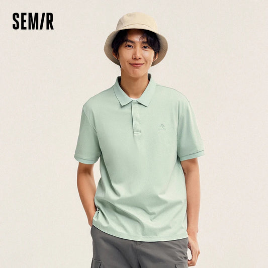 Semir Polo Shirt Men 2024 Summer New Simple Commute Style Soft Cotton Top With Half-Zip