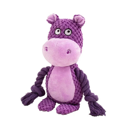 Pet Plush Sound Cotton Rope Fox Frog Elephant Shaped Dog Toy Interactive Tug of War Training Supplies