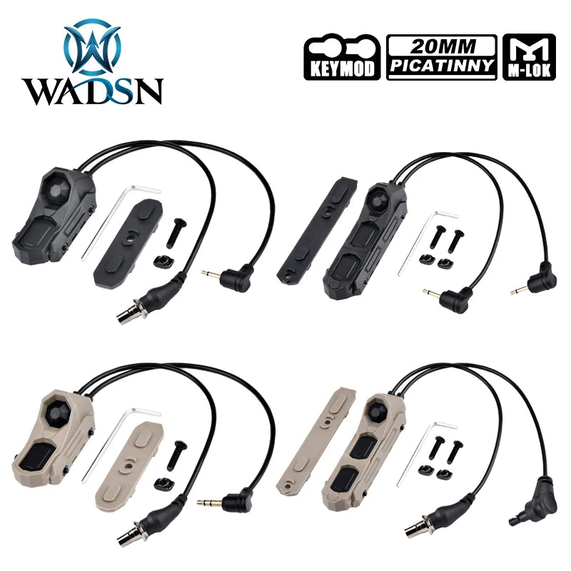 WADSN Airsoft Axon Tactical Dual Function Switch Remote Button M300 M600 SF Plug NGAL PEQ OGL L3 Laser FIT Mlok Keymod 20mm Rail