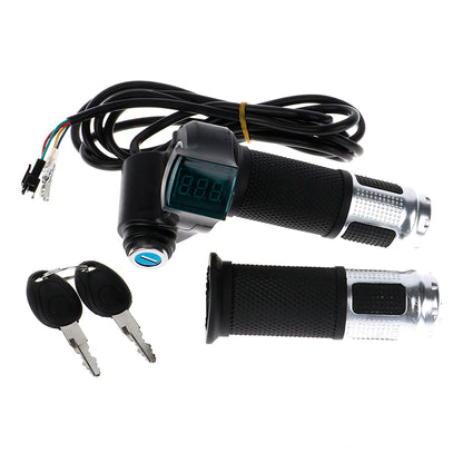 12V-96V E Bike Twist Throttle With Handle For Electric Bike Throttle With LCD Display Indicator Gas Handle Throttle Lock Key