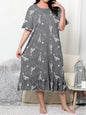 Plus size dress, knee length dress, cartoon style for home and casual wear, can be worn externally. Plus size 1-5XL 2024 new dre