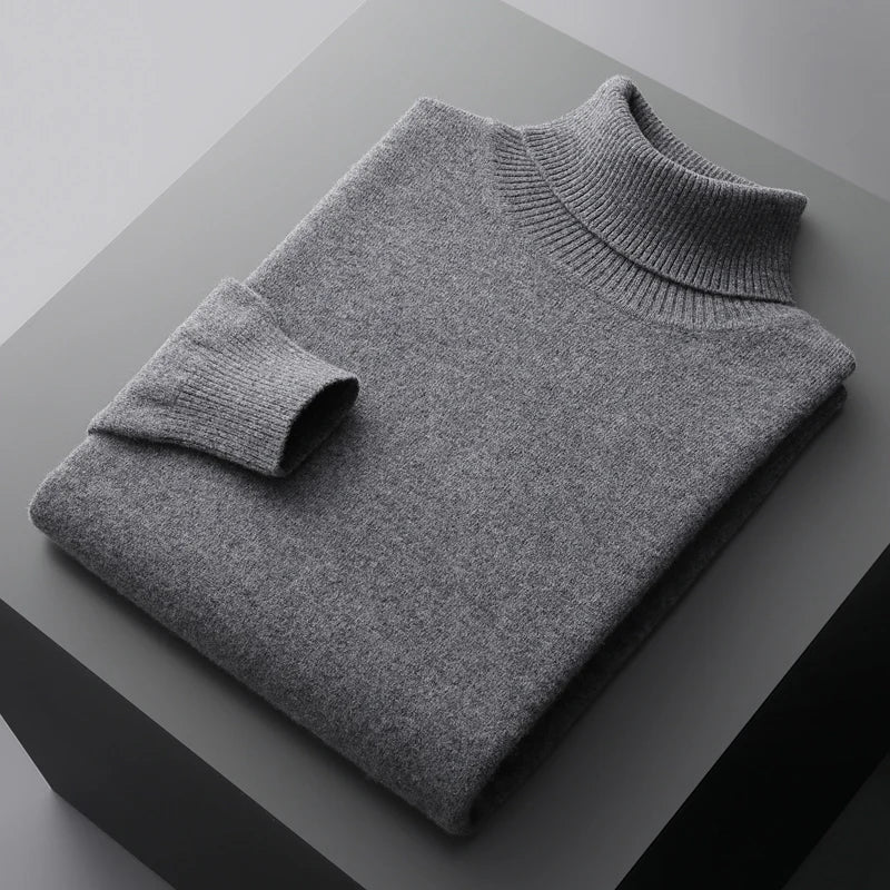 Autumn and winter new 100% merino cashmere sweater men's knitted pullover padded warm neck fashion loose plus size coat