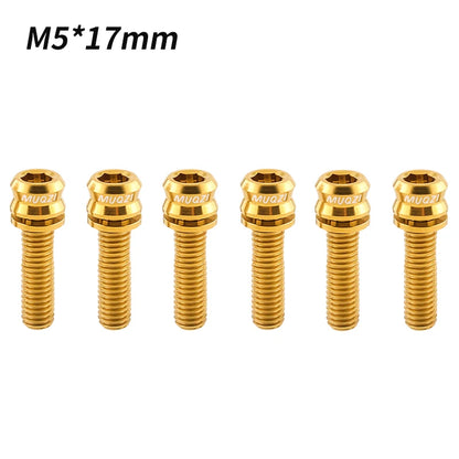 MUQZI 6PCS Titanium Bolts M5x15 M5x17 Bicycle Handlebar Stem Screw With Washer