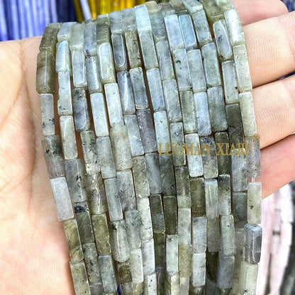 4x13mm Square Natural Stone Light Lavender Chalcedony Loose Spacer Beads for Jewelry Making Diy Bracelet Charms Accessories
