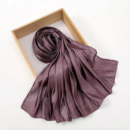 New Premium Silk Crinkle Hijab Scarf Women Shawls Plain Muslim Women Hijabs Breathab Islam Women Turban Pleated Scarf Ramadan