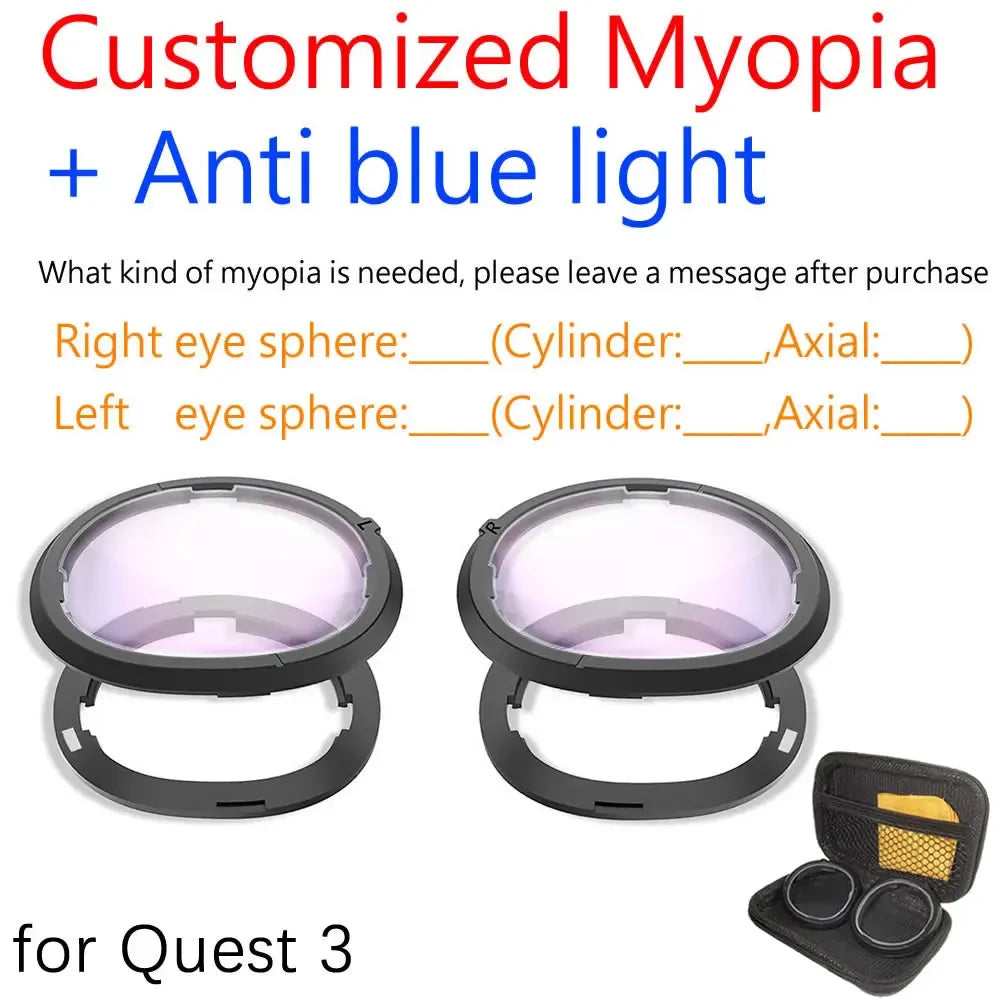 Magnetic Eyeglass Frame for Quest 3 Prescription Lenses Anti Blue Myopia Lens VR Glasses Optics Lens Replacement Accessories
