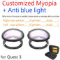 Magnetic Eyeglass Frame for Quest 3 Prescription Lenses Anti Blue Myopia Lens VR Glasses Optics Lens Replacement Accessories