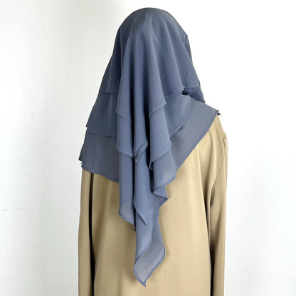 2024 Summer Three-layer Chiffon Hijab Solid Color Khimar Adjustable Women's Gauze Ethnic Shawl Breathable and Comfortable Hijab