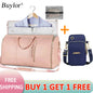Buylor 2pcs Bags Foldable Suit Bag Large Capacity Travel Duffle Bag Waterproof Women Handbag Outdoor Fitness Bag With Shoe pouch
