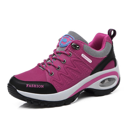 Ladies Casual Shoes Outdoor Thick Soled Wedge Hiking Shoes Ladies Casual Waterproof Hiking Sneakers Non-slip Camping Shoes