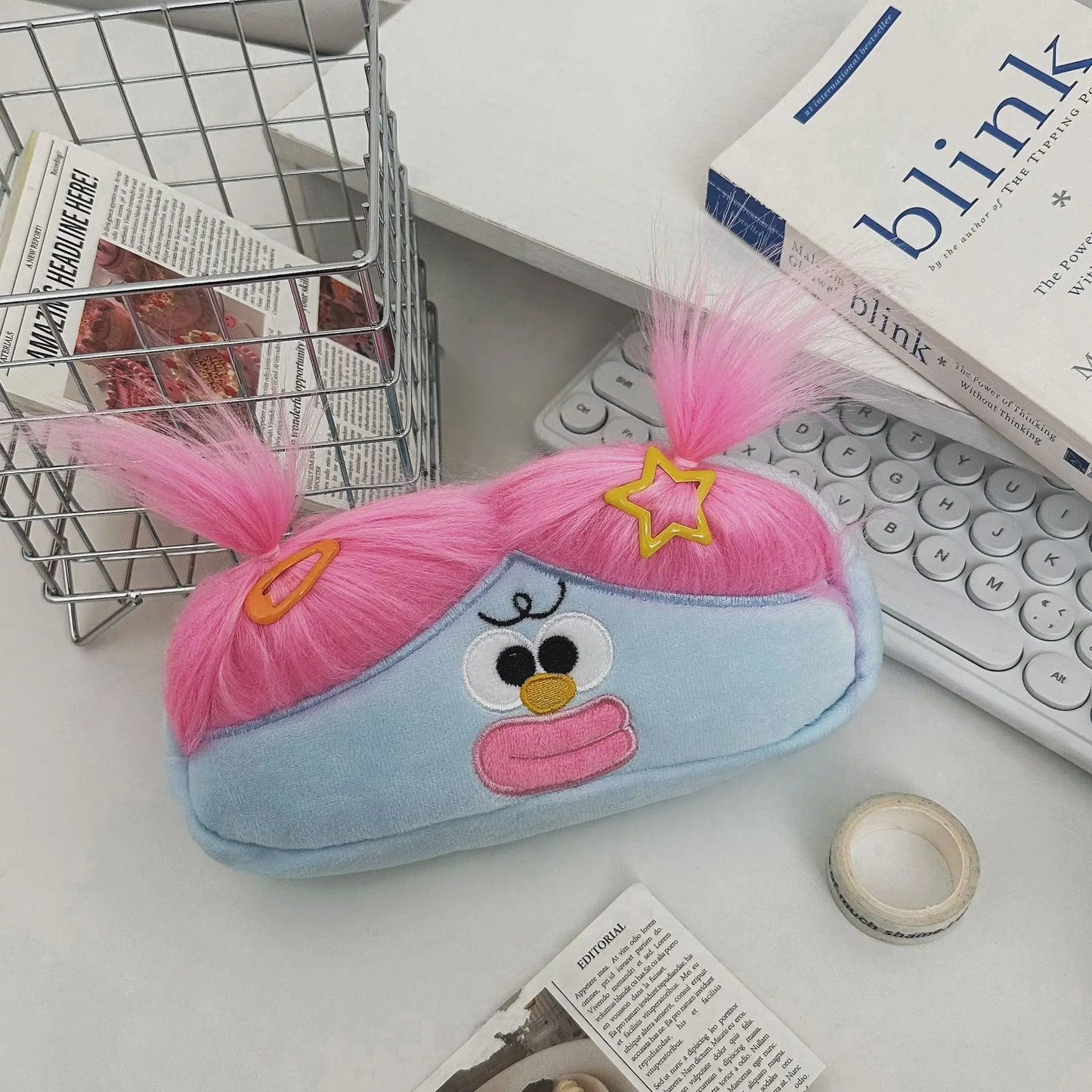 Funny Cotton Doll Pencil Case INS Large Capacity Junior and Senior High School Students Stationery Storage Bag Stationery Box
