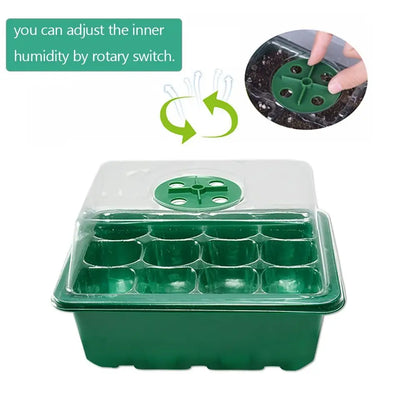 6/12Grids Seed Starter Tray with Ventilation Hole Seeds Growing Cultivation Planting Box Mini Greenhouse Plant Starter Kit