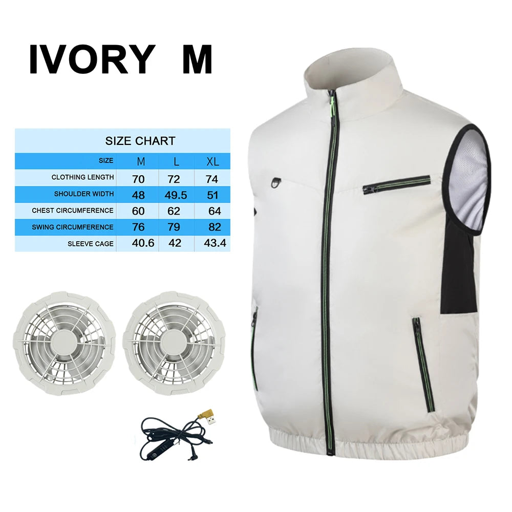 New Cooling Vest Ice Fan Vest Heat Resistant Air Conditioner Clothes Cooling Fan Vest for Summer Camping Fishing Vest Hiking