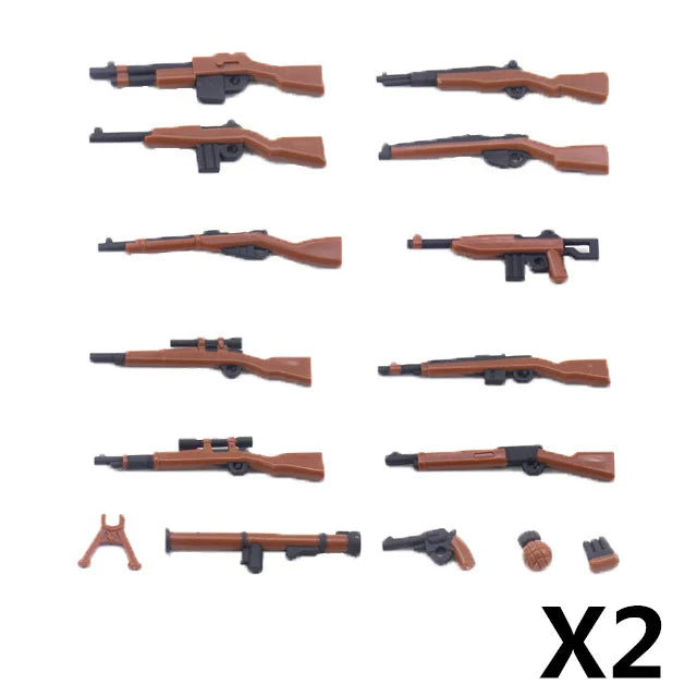 WW2 German Weapon Building Block 98K Two-color Gun US M1911 Soviet RPG Military Soldier Figure Accessories Rifle Pistol Toy C349