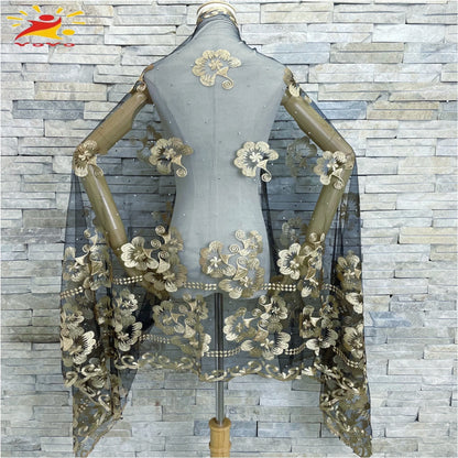2022 African Islamic  Women's Headscarf Muslim Scarf Fashion Pashmina Soft Tulle Embroidered Hijab Shawl Soft Wrap 200*100CM