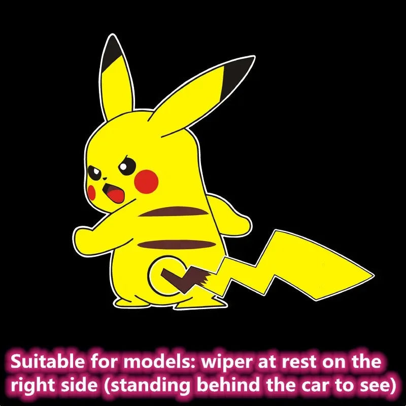 Pokemon Cute Pikachu Reflective Wiper Decorative Stickers Car Rear Window Wagging Tail Modification Decals Children's Toys
