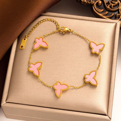 1/2/3Pcs 18K Gold Plated Stainless Steel Butterfly Bracelet for Women, Elegant Butterfly Hand Decor Necklace Bracelet Jewelry