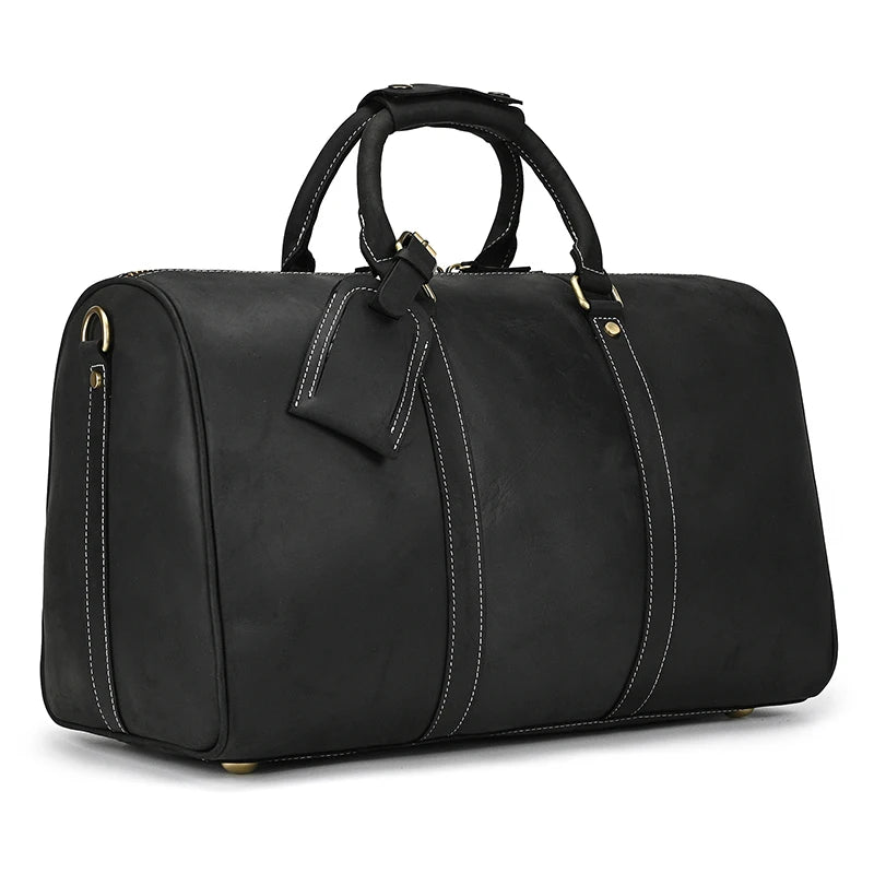 Vintage Men Genuine Leather Travel Bag Travel Tote Big Weekend Bag Man Cowskin Duffle Bag Hand Luggage Male Handbags Large 60cm