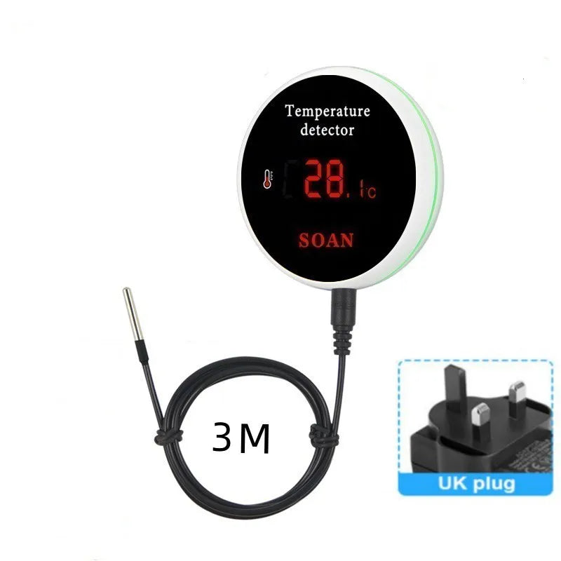 Tuya WiFi Temperature Senor 1M/3M Probe Digital LCD Screen Smart Life Thermometer For Fridge Water Pool Thermostat Remote Alarm