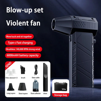 Violent Fan 400000RPM Powerful Air Blower Vacuum Dust Cleaner Type-C Charging Strong Winds Brushless Turbo Jet Blower 2025 New