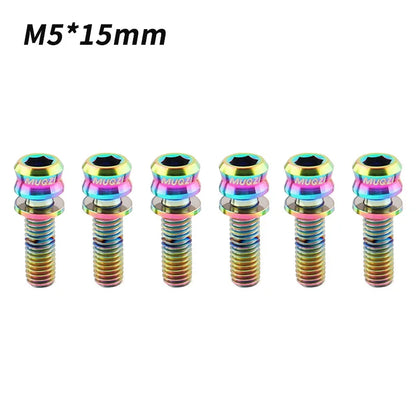 MUQZI 6PCS Titanium Bolts M5x15 M5x17 Bicycle Handlebar Stem Screw With Washer