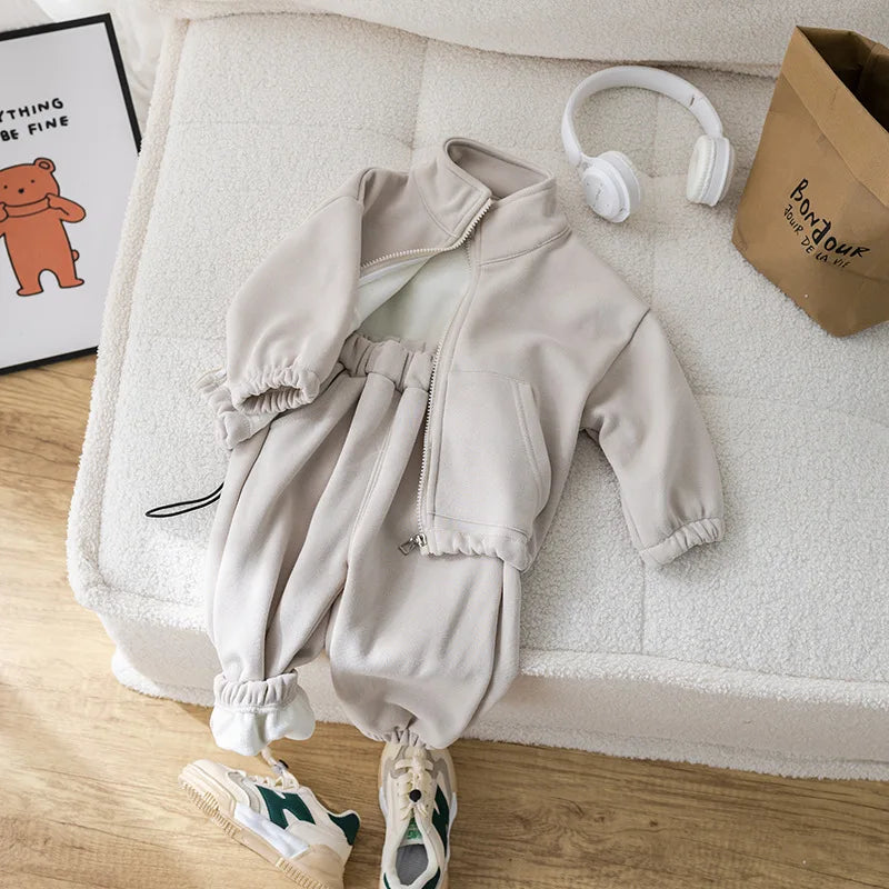 IYEAL Children's Baby Clothing Sets  Winter Fleece Casual 2 PCS Child Sets Sport Suit for Girls Boys Clothes Coat+Pants 1-6 Yrs