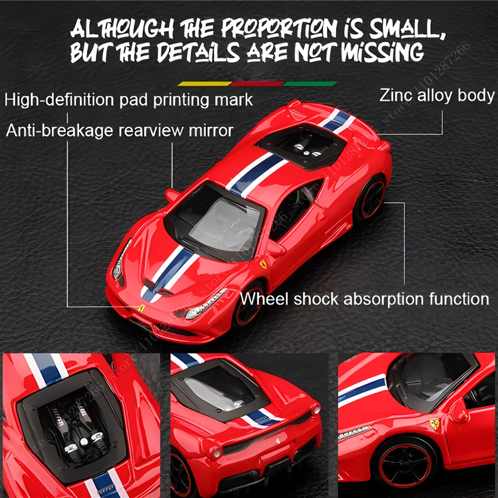 Bburago 1:64 Ferrari 488 Pista Replica Car Model Scale F40 F50 458 296 GTB Enzo Diecast Traffic Miniature Art Figure Kid Boy Toy