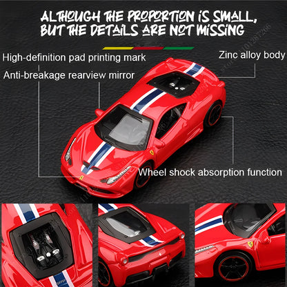 Bburago 1:64 Ferrari 488 Pista Replica Car Model Scale F40 F50 458 296 GTB Enzo Diecast Traffic Miniature Art Figure Kid Boy Toy
